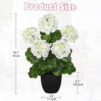 Briful 16” Geraniums Artificial Flowers Realistic Potted Plant – White Fake Geraniums for Outdoors, Silk Flowers Artificial Outdoor Plants for Indoor Home Decor, Farmhouse Table Centerpiece Decoration