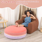 Macaron Bean Bag Chair for Kids and Teens, Medium Bean Bag Sofa with Memory Foam Filling, 27.5"×27.5"×13.5", Purple and Red