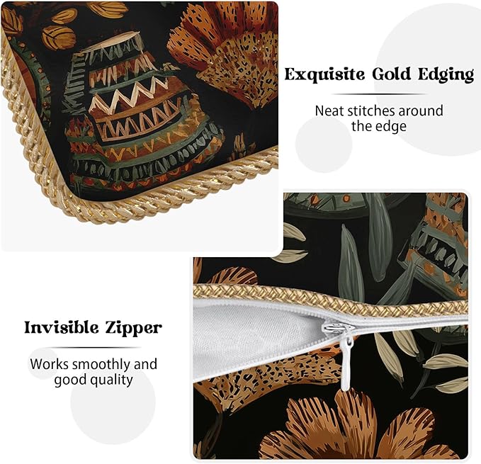 KSLIDS Boho Flower Soft Velvet Throw Pillow Covers Set of 2 Modern Abstract Retro Bohemian Flower Decorative Pillow Covers 18x18 Inch Mid Century Tropical Leaves Pillow Case for Sofa Couch Home Decor