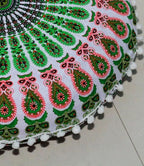 CRAFT KALA 22" Mandala Meditation Floor Pillows Cover Pouf Cover Round Seating Bohemian Mandala Cotton Floor Cushion Cover Outdoor Fireplace Seating Living Room Yoga Room Home Décor Green Red Floral