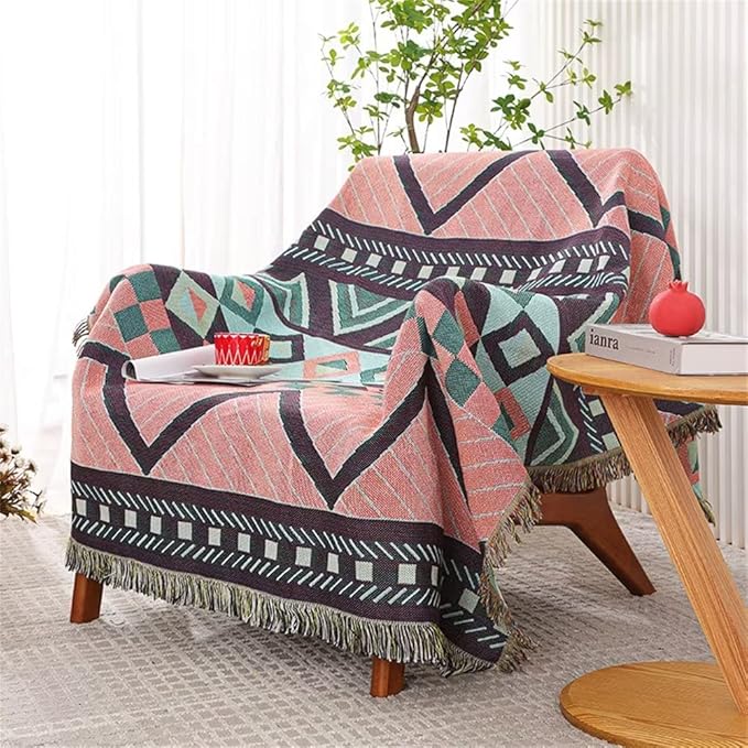 Homesy Southwestern Throw Blankets Navajo Aztec Throws and Blankets Green Multi-Function Boho Throw for Couch Chair Sofa Bed Home Outdoor Beach Car Tent Travel Camping 63"x87"