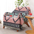 Homesy Aztec Throw Blankets Navajo Southwestern Throws Cover Reversible Green Boho Southwest Blanket for Couch Chair Sofa Bed Home Outdoor Beach Car Tent Travel Camping 51"x63"