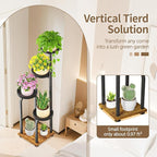 LASZOLA Black 5 Tiered Tall Plant Stand Indoor with Heavy Duty Metal Tray, Large Multi Level Vertical Planter Rack for Narrow Corner, Sturdy Rustic Tall Orchid Flower Shelving Holder for House Decor