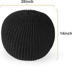 Pouf Ottoman Stuffed Round Modern Foam Filled Foot Rest Poufs for Living Room Chair Decorative 20 X 14 Inches Boho Relax Stool for Wedding Christmas Party, (Black, 20 Inch)