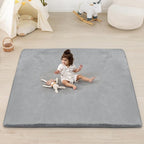 1.5" Thick Baby Play Mat for Floor, 79x79 Playpen Mat, Pro Soft Flannel Foam Mats Toddler Infant Kids Crawling for Nursery Rug Playroom Living Room Waterproof Easy Care Non-Slip (Dark Grey)