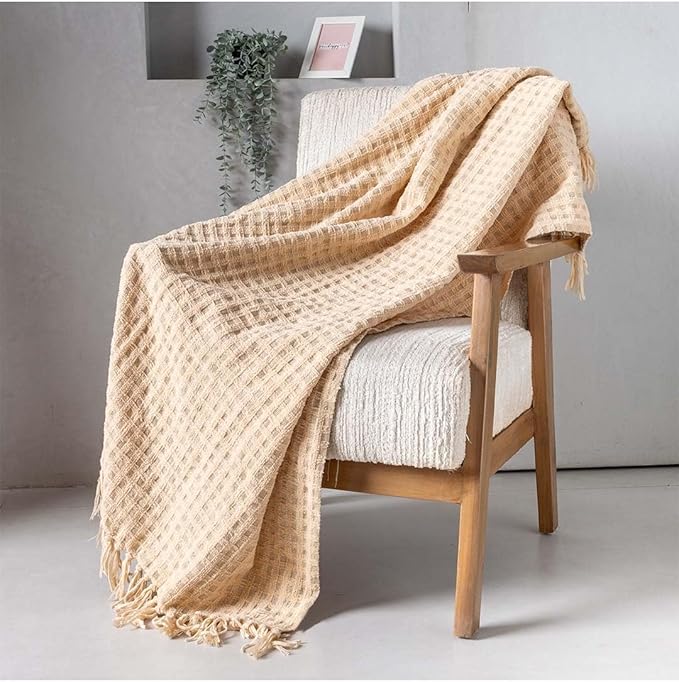 Folkulture Christmas Throw Blanket | (60 x 50) Boho Chunky Knit Blanket for Bed, Couch |Chenille White Thick, Ultra Soft, Plush, Lightweight, Throw Blanket for Sofa with Machine Wash | Ivory Wrap