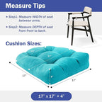 Outdoor Chair Cushions Set of 2, Patio Chair Cushions with Ties, 17x17+4” Tufted Outdoor Seat Cushions, Waterproof Patio Furniture Cushions, Outdoor Dining Chair Pads, Teal