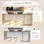 KIMODE Anti Fatigue Kitchen Mats for Floor 2 Piece 20"x59"+20"x32", Khaki Boho Distressed Kitchen Rugs, Non Slip Waterproof Kitchen Floor Mat, Comfort Foam Standing Mat for Sink Laundry Office Desk
