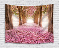 JAWO Pink Sakura Flower Tapestry Wall Hanging, Floral Cherry Blossom Tree in Spring Tapestries for Dorm Living Room Bedroom, Wall Blanket Beach Towels Home Decor 80X60 Inches