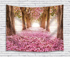 JAWO Pink Sakura Flower Tapestry Wall Hanging, Floral Cherry Blossom Tree in Spring Tapestries for Dorm Living Room Bedroom, Wall Blanket Beach Towels Home Decor 80X60 Inches