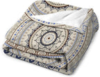 Mandala Throw Blanket Retro Eastern Backdrop Swirled Cosmic Lotus Yoga Boho Artwork Blanket for Sofa Bed Couch Chair Or Dorm 40"x50"