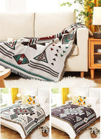 Homesy Southwestern Throw Blankets Navajo Aztec Throws and Blankets Green Multi-Function Boho Throw for Couch Chair Sofa Bed Home Outdoor Beach Car Tent Travel Camping 63"x87"