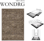 6x9 Washable Area Rug for Living Room Bedroom Vintage Brown Carpet Soft Low Pile Traditional Retro Non Slip Throw Rug for Dining Room Entryway Indoor Dorm Kitchen