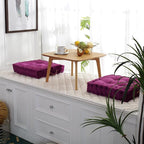 vctops Square Solid Color Velvet Seat Cushion with Handle Tufted Thicken Chair Pad Tatami Floor Pillow Cushion 16.5"x16.5"x4" Purple