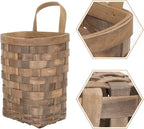 Woven Storage Baskets Wood Woven Flower Basket with Single Handle Woven Hanging Storage Basket Decorative Wall Basket Organizer for Farmhouse Wall Decor Coffee Hanging Wall Vegetable Baskets