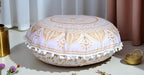CRAFT KALA 22" Round Mandala Comfort Meditation Floor Pillow Cover, Large Pillows Seating Cover for Adults, Cushions Cover for Outdoor Yoga Fireplace Living Room Ottoman Cover White Gold Trishul