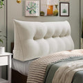 WOWMAX Headboard Pillow Queen Triangular Bed Wedge Pillow for Headboard Large Bolster Pillow for Bed with Removable Cover, 80% Cotton & 20% Linen Blend, Pure White