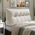 WOWMAX Headboard Pillow Queen Triangular Bed Wedge Pillow for Headboard Large Bolster Pillow for Bed with Removable Cover, 80% Cotton & 20% Linen Blend, Pure White
