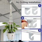 2 Pack Macrame Plant Hanger with Drop Ceiling Hooks, Hanging Planter with Wooden Bead, No Tassels for Indoor Outdoor Boho Office Classroom Decor, 35 Inches (Pots Not Included)