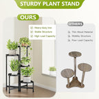 5 Tier Plant Stand Indoor, Tiered Plant Stand Outdoor for Multiple Plants, Corner Plant Shelf for Patio Balcony Porch Garden Living Room House, Black