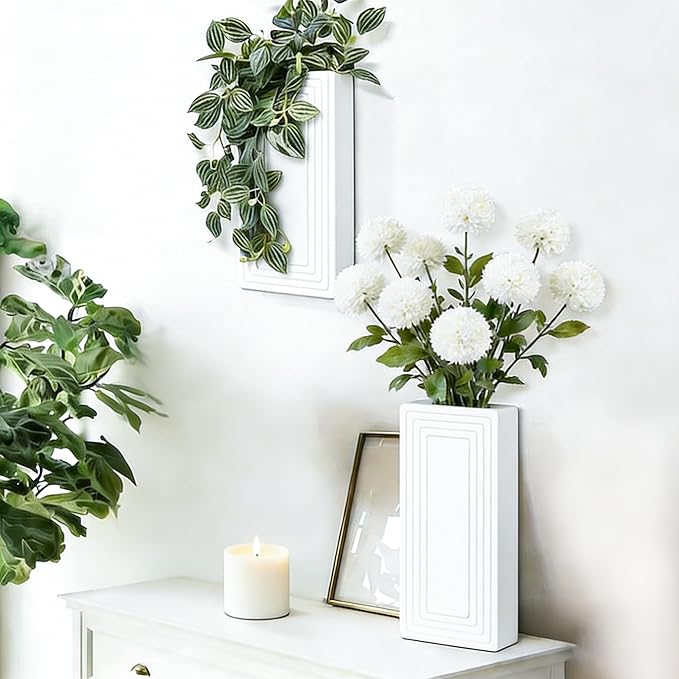 Wooden Wall Planter Vase Set of 2,2 Pack Hanging Planter for Indoor Fake Plants Modern Boho Farmhouse Wall Art Decor for Home Indoor Kitchen Modern Farmhouse Bathroom Living Room Dining Room