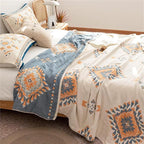 MSGKV Spring Blankets Cotton Throw Blanket 60''x 80'' Muslin Blanket for Couch Bed Chair, Soft Bed Cotton Quilted Boho Quilts Blankets Gifts for Women