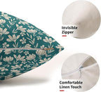 Teal Pillow Covers 12x20 Set of 2 Vintage Floral Rustic Old Style Cute Flower Print Rectangle Decorative Outdoor Pillowcases Seasonal Farmhouse Throw Cushion Case Couch Sofa Bed Decor