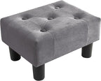 Poofzy Small Foot Stool Ottoman, Velvet Ottoman Foot Rest with Legs, Rectangle Foot Rest for Couch, Footstools and Ottomans Small for Living Room and Entryway (Gray)
