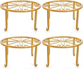 Tosnail 4 Pack 9" Small Gold Metal Plant Stands, Short Round Tabletop Planter Holder, Iron Planter Support for Indoor Outdoor Desk & Patio, Heavy Duty Low Flower Stands