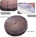HYSEAS Decorative Round Throw Pillow, 3D Digital Print Comfortable Kids Funny Cute Wood Log Forest Decor Seat Cushion for Home, Couch, Sofa, Bedroom, Living Room, Dark Gray Stump, 2 Pack