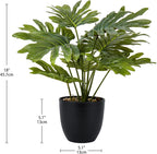Briful Artificial Monstera Plant in Black Pot, 18" Tall Faux Tropical Greenery Potted Philodendron Plant for Home Office Tabletop Shelf Decoration