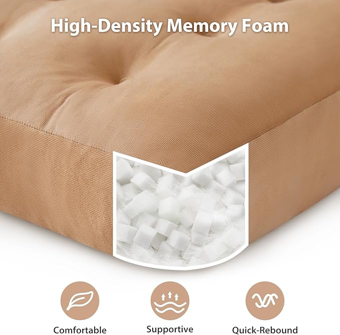 Meditation Floor Pillow Set of 2, Square Large Pillows Seating for Adults, Meditation Cushion Pillow,Tufted Corduroy Cushion for Tatami Living Room or Yoga, Coffee, 22x22 Inch