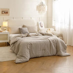 ROSGONIA King Size Comforter Set Oatmeal, 3pcs (1 Boho Comforter & 2 Pillowcases), All Season Bedding Soft Lightweight Bedspread Blanket Quilt