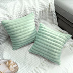 2 Pack 16x16 Pillow Cover Velvet Pillow Covers, Faux Fur Square Throw Pillow Covers for Living Room Decorations Throw Pillow Case, Throw Pillow Cover Cushion Cover for Sofa Bedroom Car, Sage Green