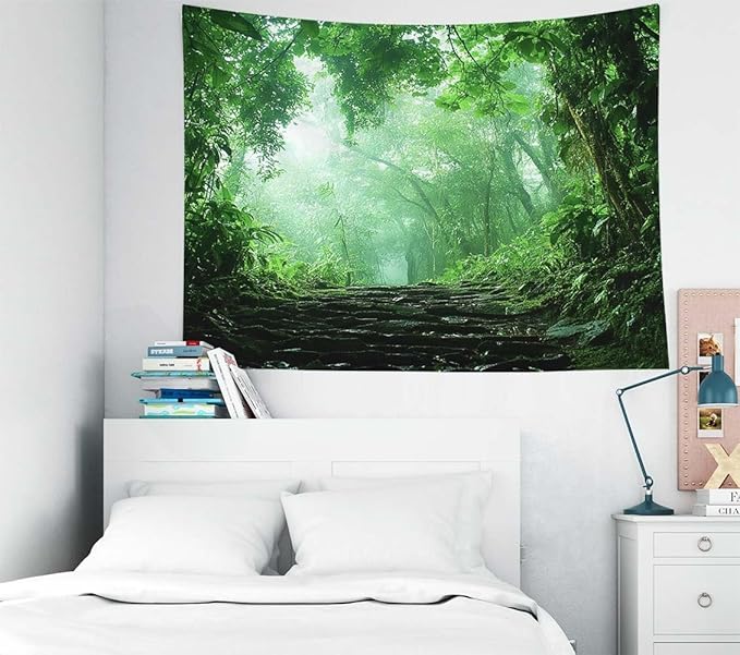 EMMTEEY Forest Tapestry Spring Green Forest Road 92.5X70.9 Inch Extra Large Tapestry Wall Art Hanging Tapetries for Bedroom Living Room Dorm Décor