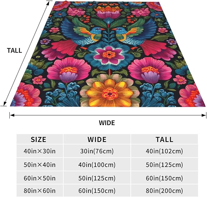 Mexico Bird Throw Blanket Soft Flannel Blanket 60"x50" in Bed Blanket Home Decor for Room Sofa Couch All Season