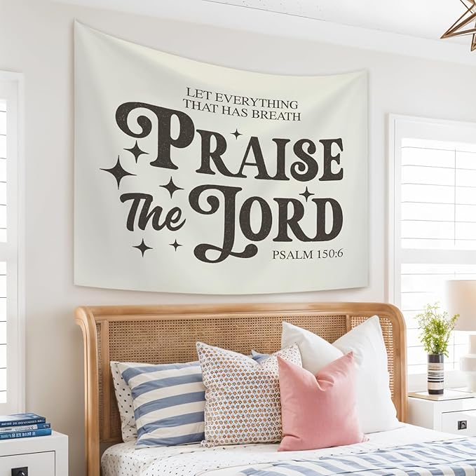 STHTTSW Vintage Christian Bible Wall Tapestry, Christian Wall Art Home Decor, Inspirational Wall Decor Tapestry for Bedroom, Living Room Dining Room Office, Gift for Women, 50x60 Inch