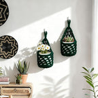 Macrame Wall Plant Hanger, Hanging Planter Basket Holder, Wall Planters for Indoor Plants, for Up to 4 Inch Pot (Green, 4-Inch)