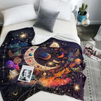 Hippie Throw Blanket Sun Moon Stars Boho Throw Blankets Celestial Blankets Double-Sided Polyesters Home Decor Bedding Chair Couch Recliner Cover Hippie Room Decor Black Purple 30"X40"