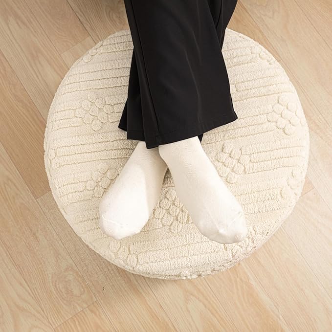 Asuprui Pouf Ottoman Foot Rest – Plush Round All-in-one Foam Stool for Cozy Lounging, Floor Pouf & Chic Decor (Linen)