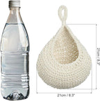 PATIKIL Hanging Fruit Baskets for Kitchen, Large Size Teardrop Home Decor Storage Hand-Woven Wall Hanging Basket for Garlic Potato Vegetable, Beige