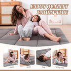 WhatsBedding Japanese Floor Mattress Futon Mattress 3" Grey Tatami Mat Shredded Memory Foam Filled Sleeping Pad, Foldable & Portable Roll Up Lounger Camping Bed for Kids and Adult,Full Size 54"x 80"