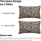 Dark Brown Pillow Covers 12x20 Set of 2 Vintage Floral Rustic Old Style Cute Flower Print Rectangle Decorative Outdoor Pillowcases Seasonal Farmhouse Throw Cushion Case Couch Sofa Bed Decor