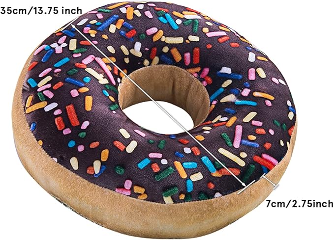 HYSEAS Round Throw Pillow 14 Inch Chocolate Donut, 3D Digital Print Decorative Comfortable Soft Plush Funny Food Shaped Pillow Light Weight Seat Pad Cushion for Couch, Chair, Floor, Sofa, 2 Pack