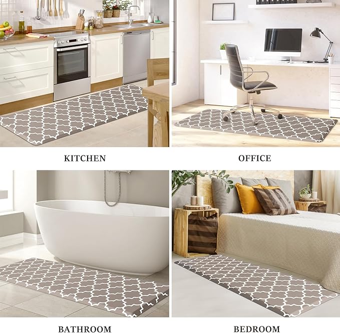 WISELIFE Anti Fatigue Floor Mat - 4/5 Inch Thick Kitchen Mat Non Slip Waterproof Heavy Duty Ergonomic Comfort Mat Durable for Home, Office, Sink, Laundry,(22" x 72", Khaki)