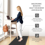 HappyTrends 2 PCS Kitchen Mat Cushioned Anti-Fatigue Floor Mat, Heavy Duty Ergonomic Comfort Foam Standing Mat, Waterproof Non-Slip Kitchen Rugs for Home, Office(20"x30"+20"x60",Black)