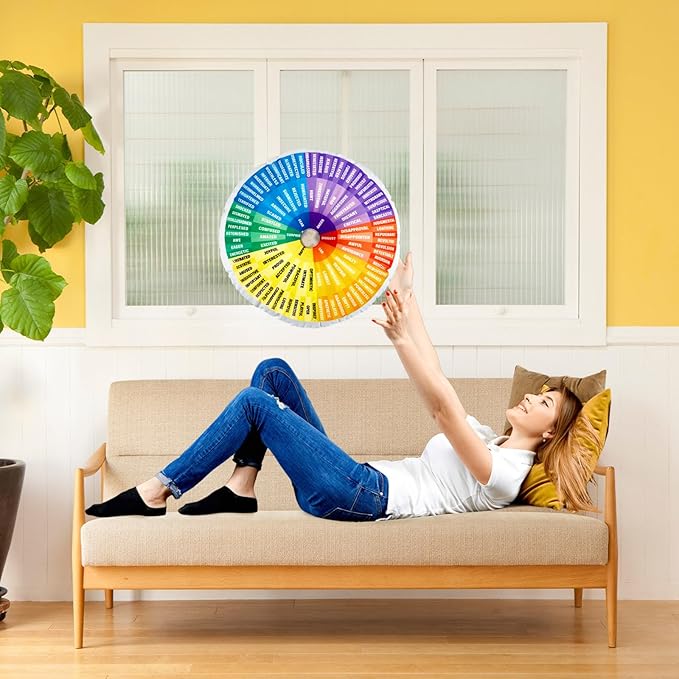 party greeting Wheel of Emotions Feelings Pillow Round Velvet Feelings Wheel Emotion Throw Pillow Circle Seating Floor Cushion for Office Home Room Sofa Decor Counselor Physical Therapist Gift Rainbow