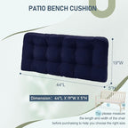 downluxe Outdoor Bench Cushion for Patio Furniture, Water Resistant Tufted Overstuffed Porch Swing Cushions, Thick Outdoor Loveseat Cushions, 44" X 19" X 5", Navy, Set of 1