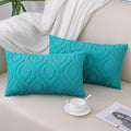 decorUhome Cozy Textured Throw Pillow Covers 12x20 Inch Set of 2, Soft Plush Faux Wool Turquoise Accent Couch Pillow Covers for Modern Farmhouse Sofa Bed Living Room