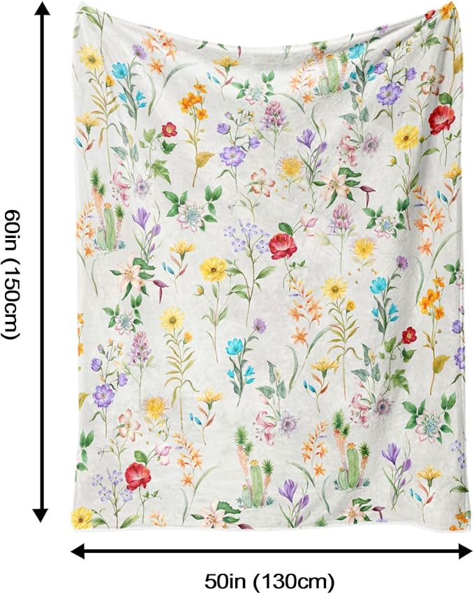 Aipon Floral Throw Blanket for Women, 50 x 60 Inch Purple Small Flower Botanical Patterned Throw Blanket Gifts for Women, Cozy Soft Plush Fuzzy Throw Blankets for Couch Bed